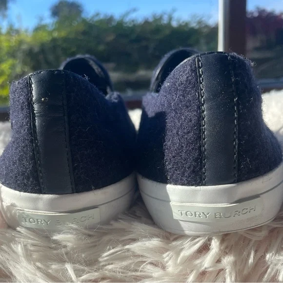 Tory Burch  Navy & Green Ombré Wool Stardust Slip On Sneaker - Picture 5 of 7